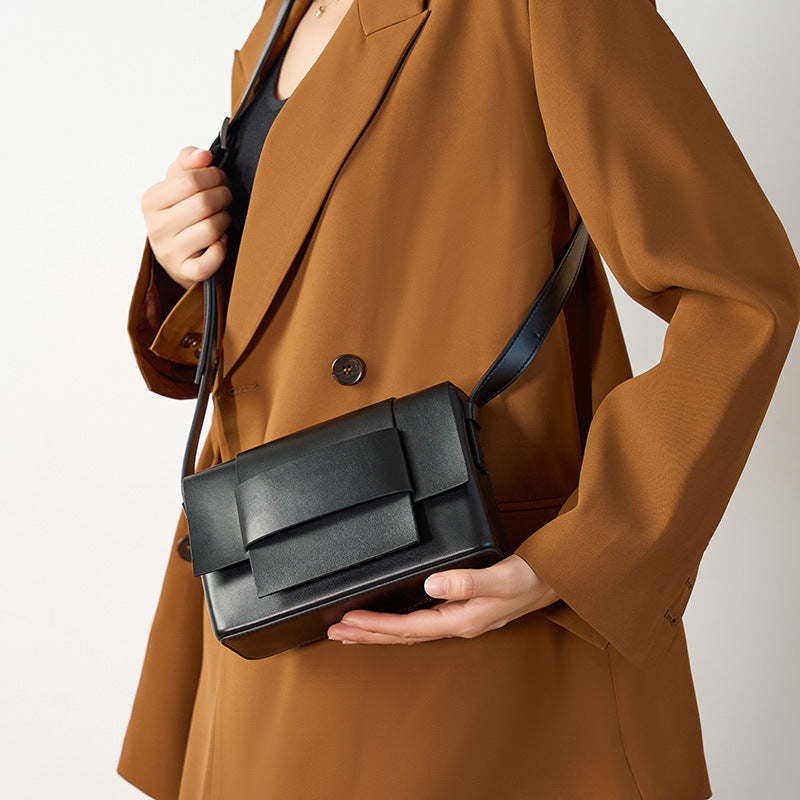 popular messenger bag neutral soft leather woven small square bag men's bag tofu bag niche design single shoulder cowhide women's bag