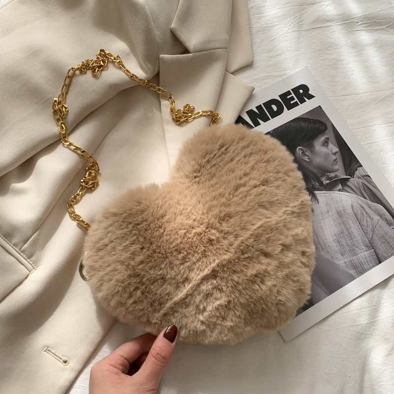 SIXSR 2025 Autumn and winter bag new Korean version Japanese love wool bag soft sister plush women's bag shoulder messenger bag small bag