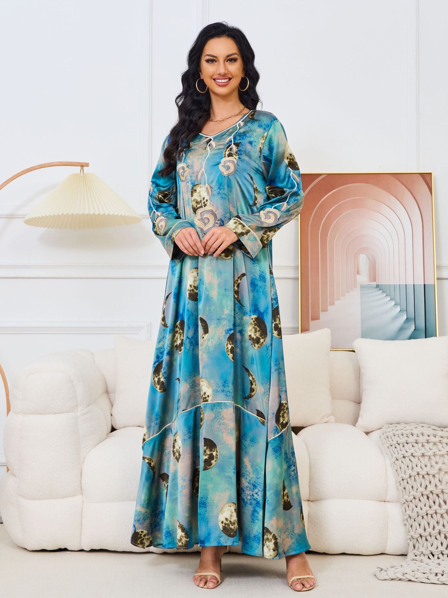 MT145 Middle East Arabian elegant long dress Popular trade fashion explosion women's long-sleeved dress