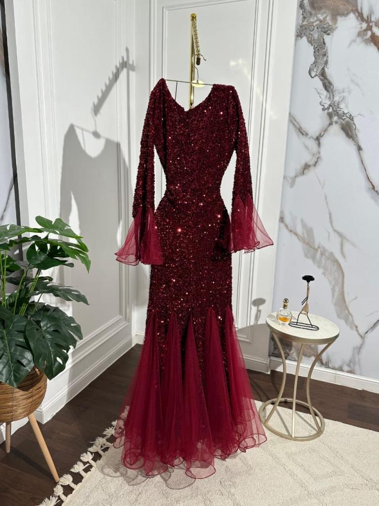 2025 Popular trade women's clothing wholesale South East Asia sequins high-end socialite fishtail dress toast evening dress