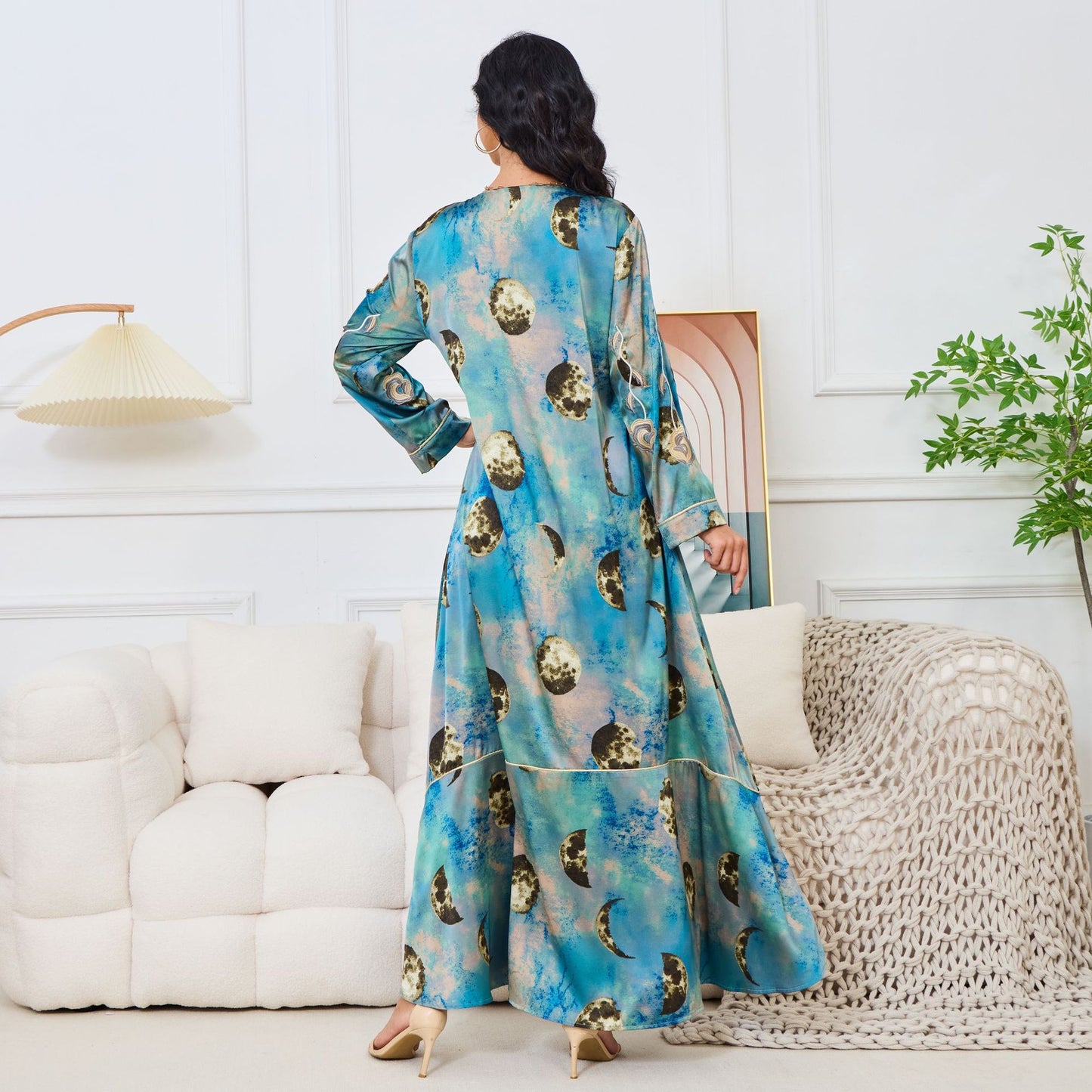 MT145 Middle East Arabian elegant long dress Popular trade fashion explosion women's long-sleeved dress