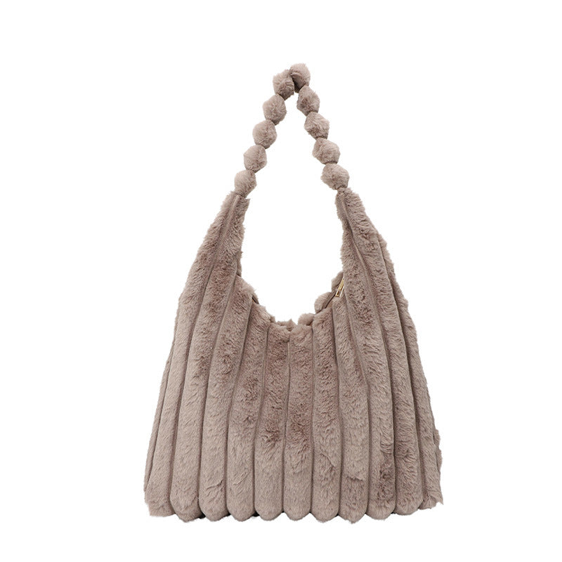SIXSR 2025 Korean version of fashion plush shoulder bag popular new Mao Mao tote bag large capacity casual fashion winter shopping bag