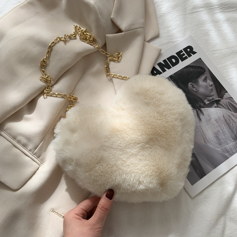 SIXSR 2025 Autumn and winter bag new Korean version Japanese love wool bag soft sister plush women's bag shoulder messenger bag small bag