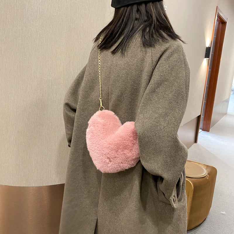 SIXSR 2025 Autumn and winter bag new Korean version Japanese love wool bag soft sister plush women's bag shoulder messenger bag small bag
