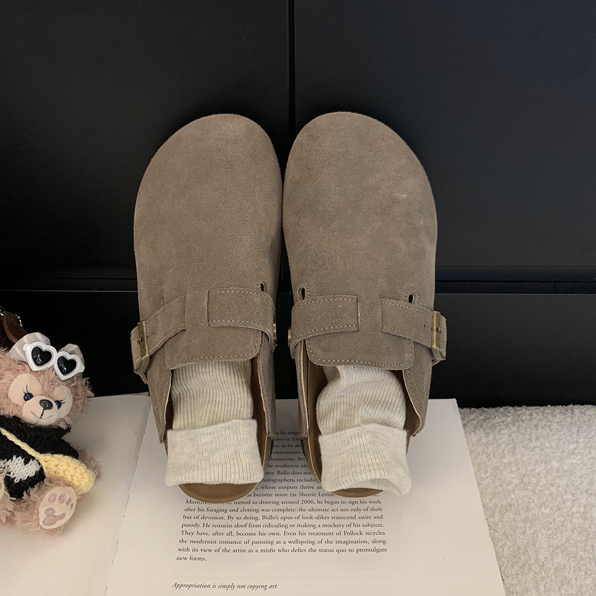 2025 Inner heightening cork Birkenstocks women's platform spring and autumn winter new Mori retro Birkenstocks bag head half drag
