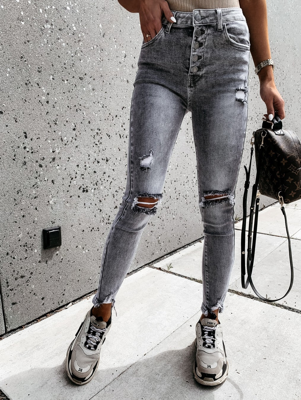 2025 wish women's jeans slim and thin ripped women's jeans trousers women's factory spot