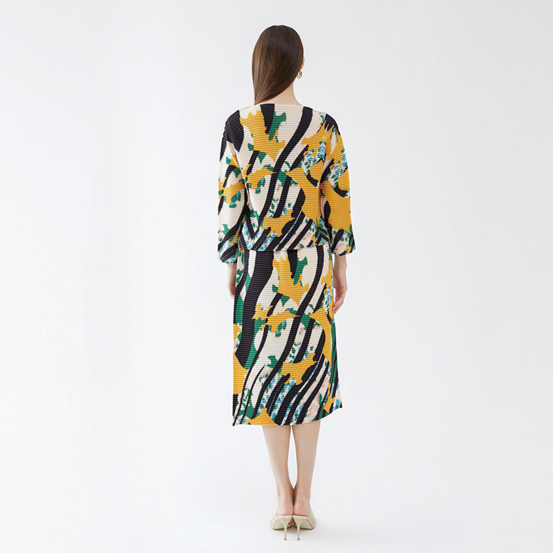 spring new Korean version original fashion suit casual printed top slim long sleeve suit skirt women