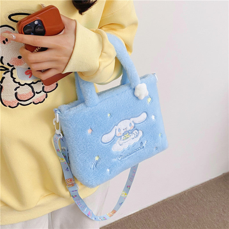 SIXSR 2025 Japanese cute plush doll bag, plush bag, soft girl heart, handbag, shoulder messenger bag, women's bag, grab machine bag.