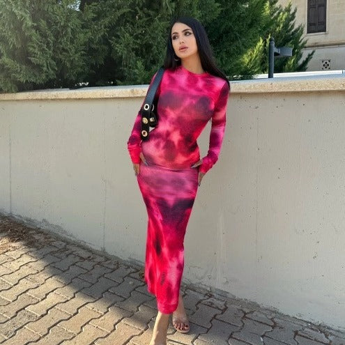 SIXSR 2025 2023 Popular trade elegance temperament autumn new fashion tight long-sleeved long dress dress