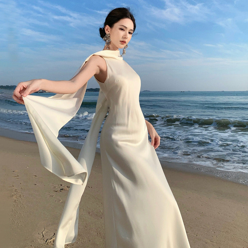 2025 light wedding dress morning gown bride engagement simple backless sleeveless wedding dress dress temperament long dress