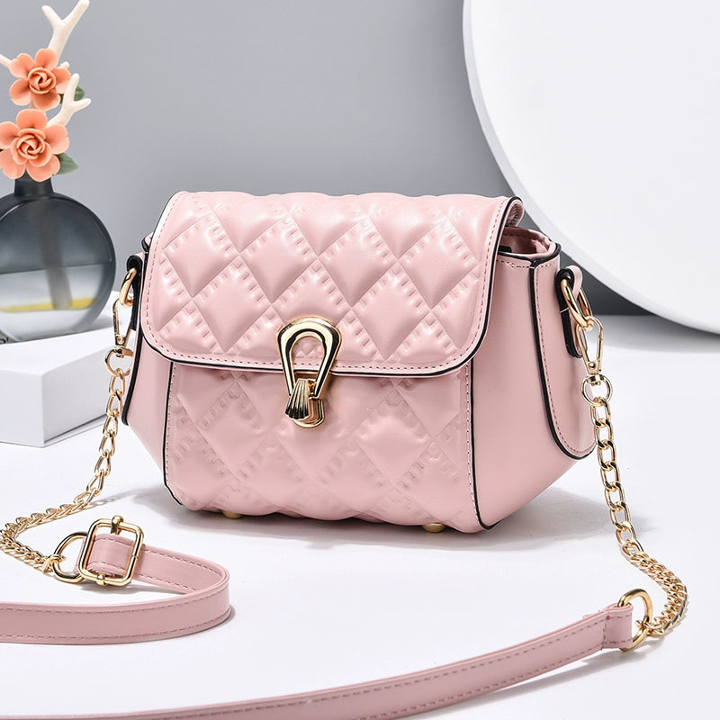Bag women's new trendy fashion diamond chain women's texture versatile shoulder messenger bag small square bag