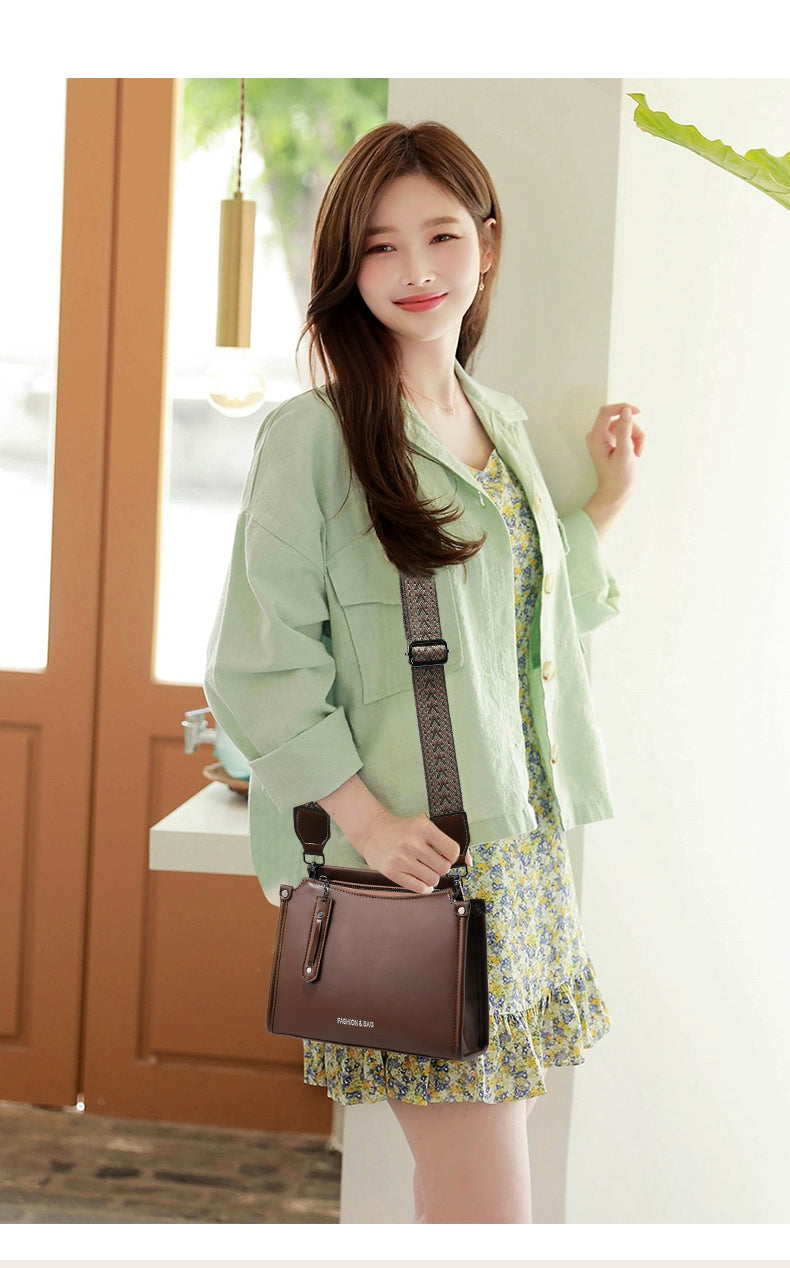 new bag high sense large capacity retro contrasting color shoulder messenger bag temperament commuter women's bag