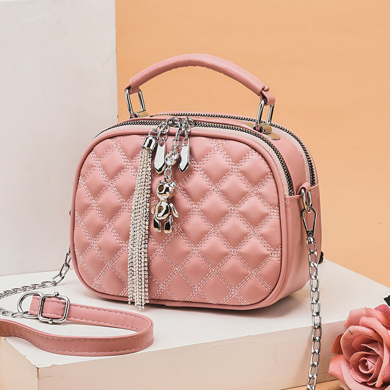 SIXSR 2025Bag women's summer fashion new diamond women's bag fringed women's shoulder crossbody a hair chain small round bag