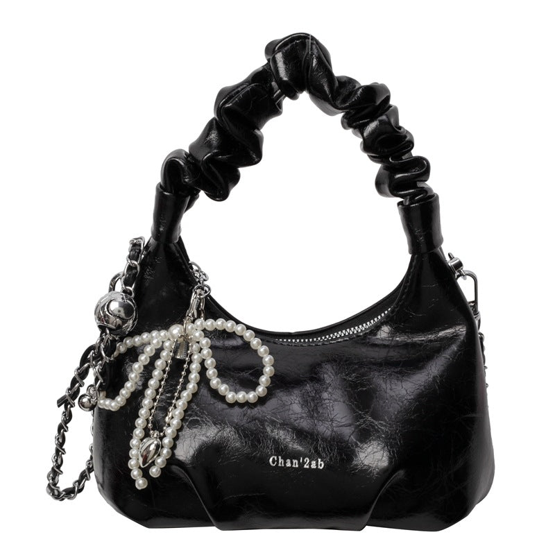 SIXSR 2025 Hand carry pleated dumpling bag women's Korean version ins simple fashion versatile shoulder bag popular niche design messenger bag