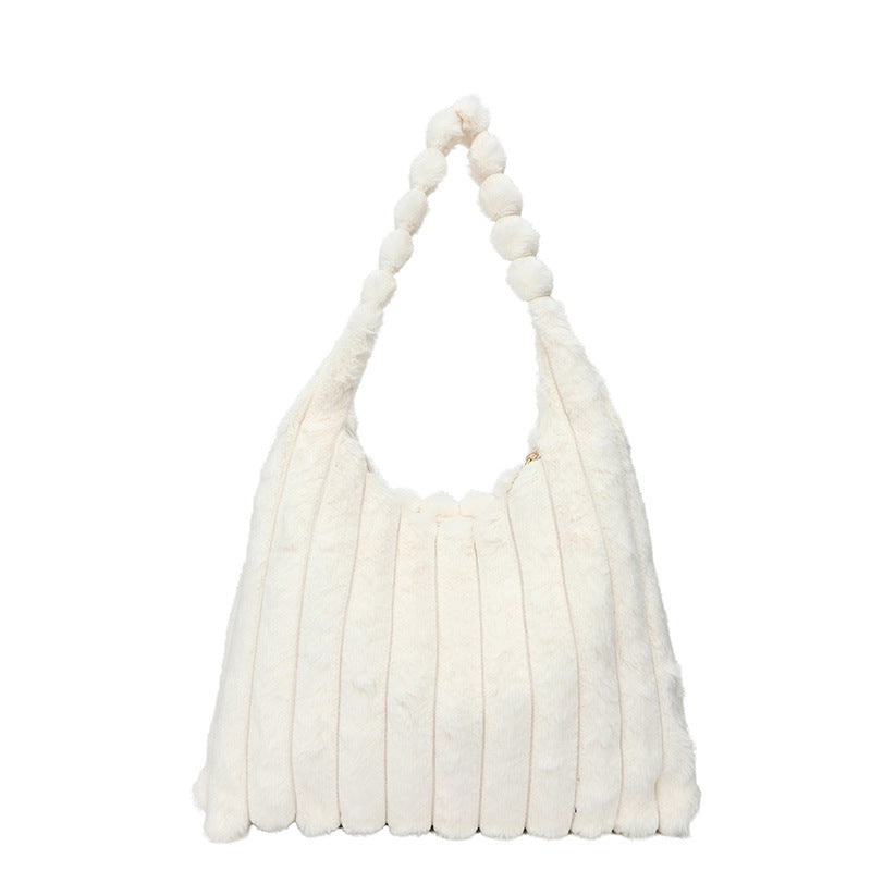 SIXSR 2025 Korean version of fashion plush shoulder bag popular new Mao Mao tote bag large capacity casual fashion winter shopping bag