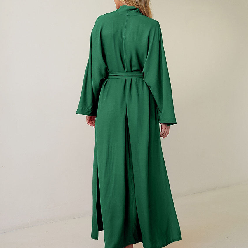 SIXSR 2025 Cross-border autumn cardigan long-sleeved green cotton women's loungewear casual and comfortable hotel nightgown bathrobe