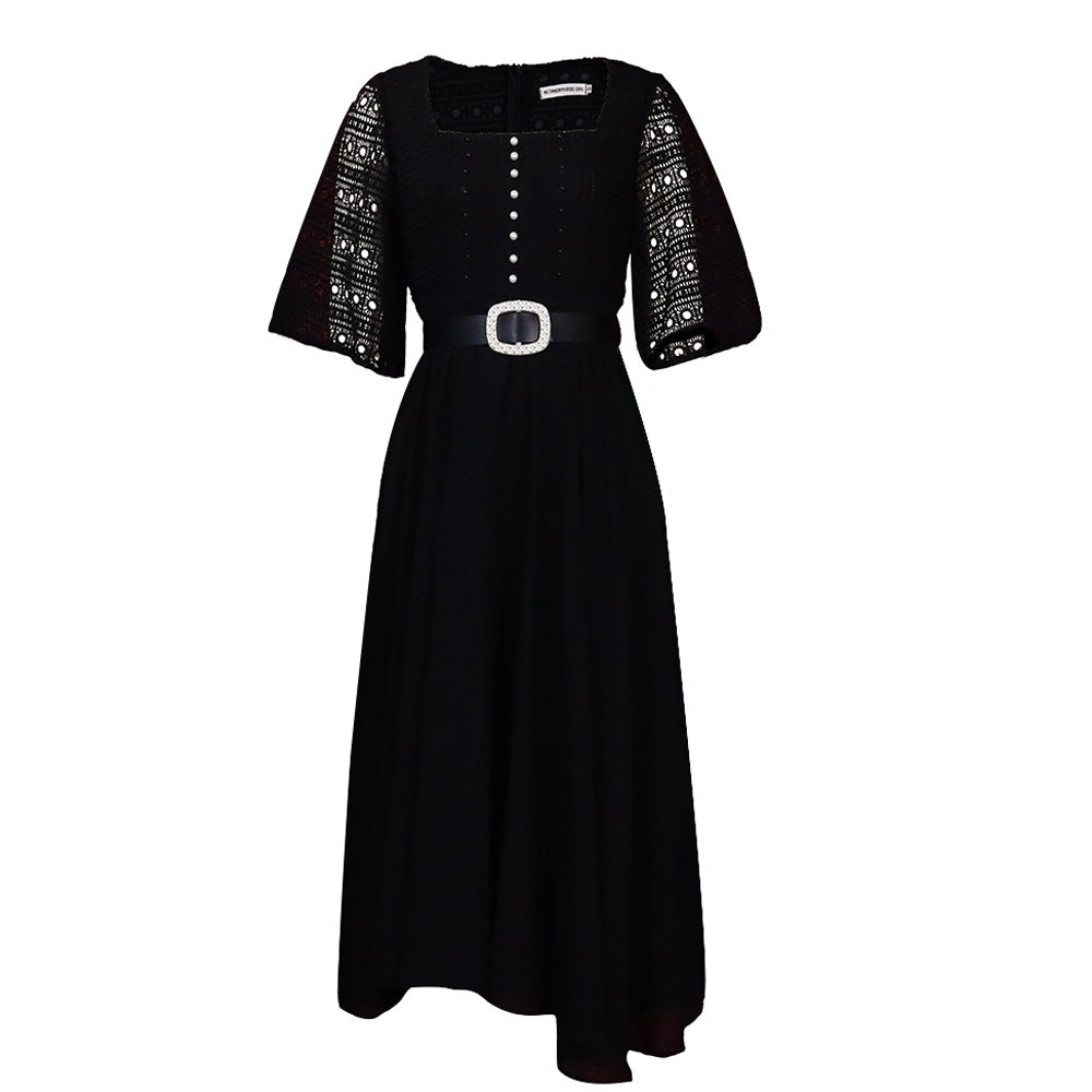 SIXSR D280 Free Belt popular Cross-border New 2025 Fashion Splicing Chiffon Bead Celebrity African Hot Trade Dress