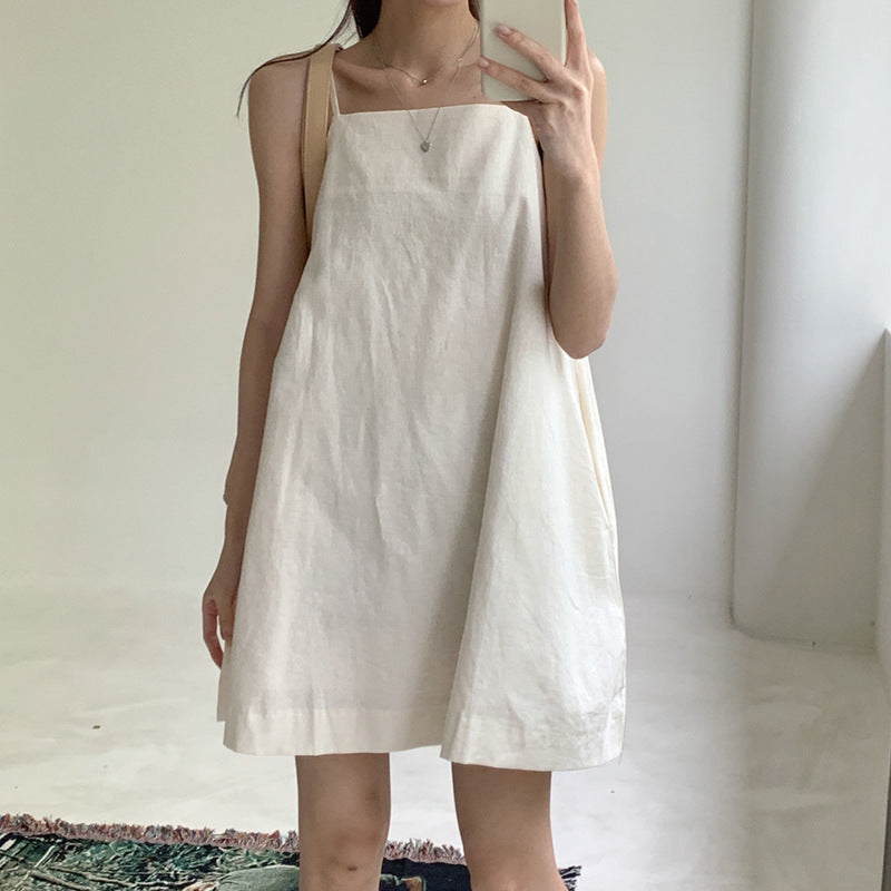 Suspender skirt Korean version women's clothing summer short sleeveless vest dress comfortable outer wear versatile solid color inner skirt