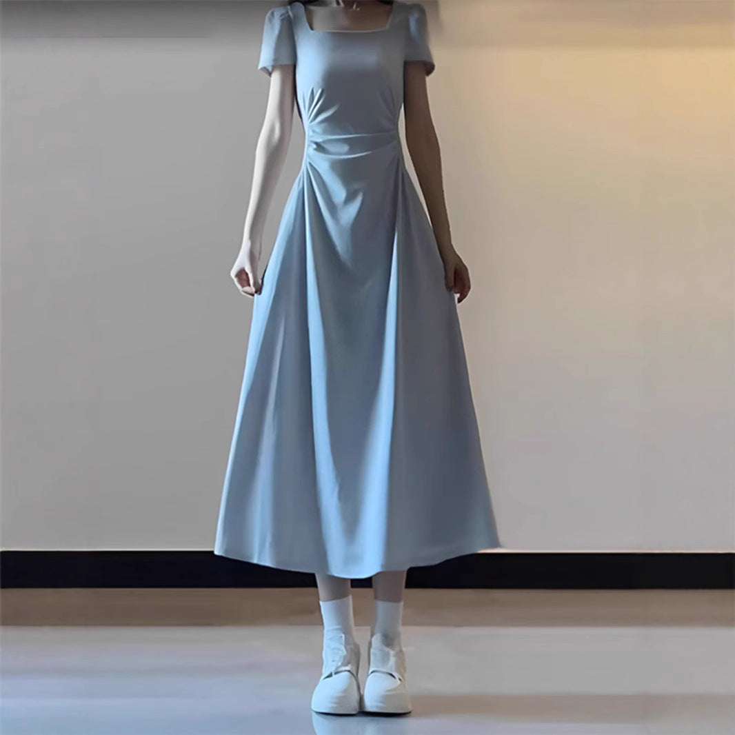 2025 Gentle small temperament waist thin dress women's summer dress seaside vacation style high-end long skirt