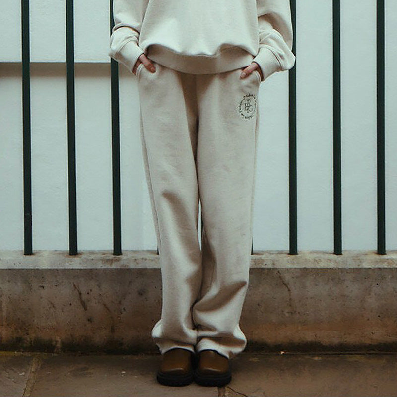 Japan and Korea casual round neck long-sleeved jumper autumn and winter atmosphere contrasting top letter printing versatile pure cotton sweater