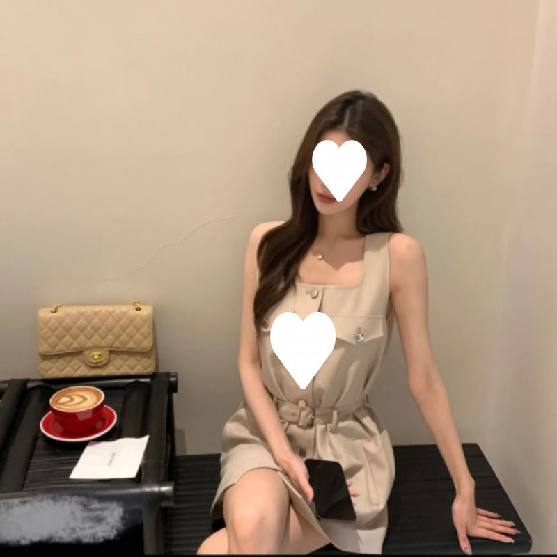 2025 high-end tooling vest dress summer new small temperament sleeveless shirt skirt