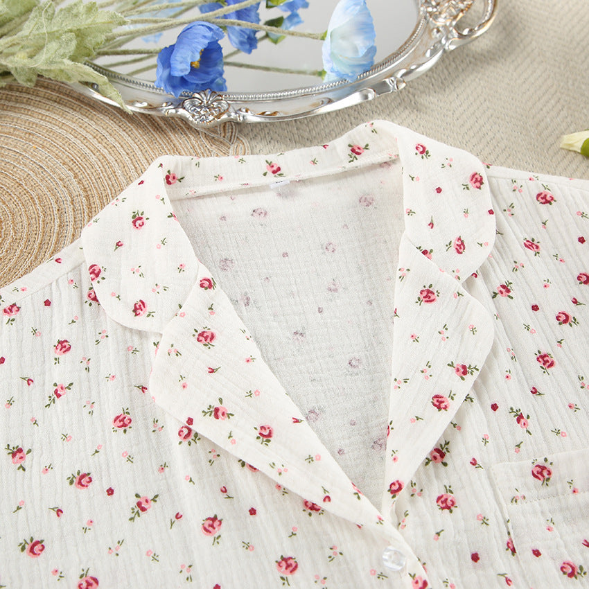SIXSR 2025 spring pure cotton printed underwear short-sleeved cardigan shorts three-piece loungewear women's comfortable pajamas