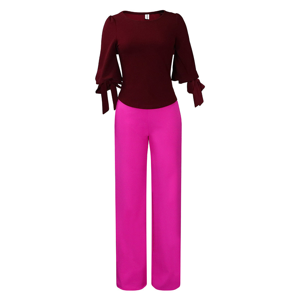 SIXSR D337 Popular trade women's clothing new casual suit loose large size strap top high waist wide leg pants 2025 two-piece set