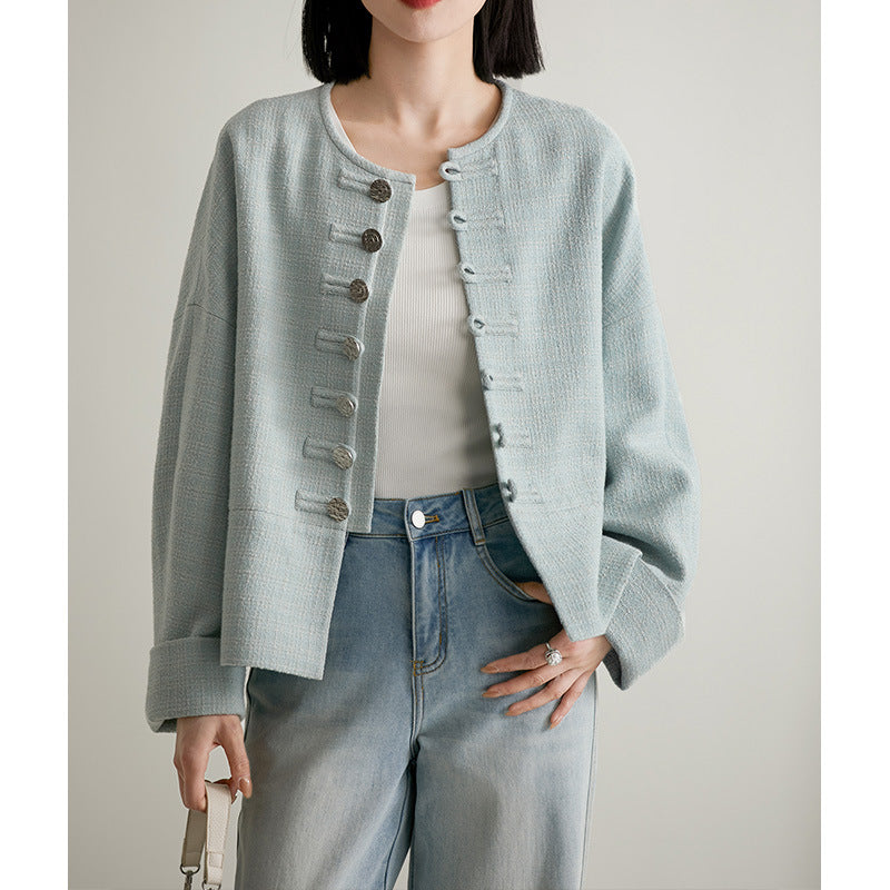 2025 New Chinese-style Xiaoxiangfeng jacket, high-end tweed, spring and autumn spring new national style women's clothing short