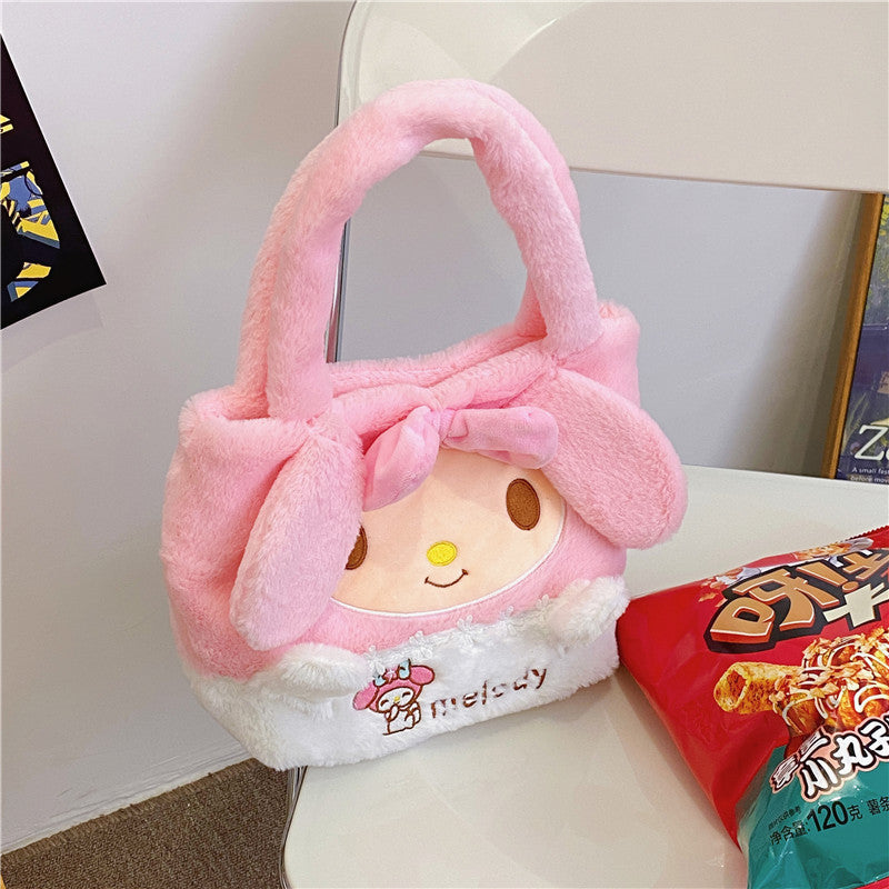 SIXSR 2025 Japanese ins cartoon plush handbag doll bag student bento bag fluffy women's bag grab machine gift