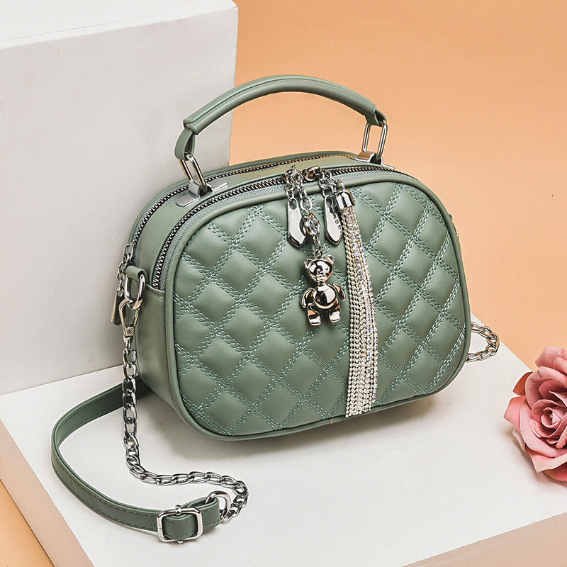 SIXSR 2025Bag women's summer fashion new diamond women's bag fringed women's shoulder crossbody a hair chain small round bag