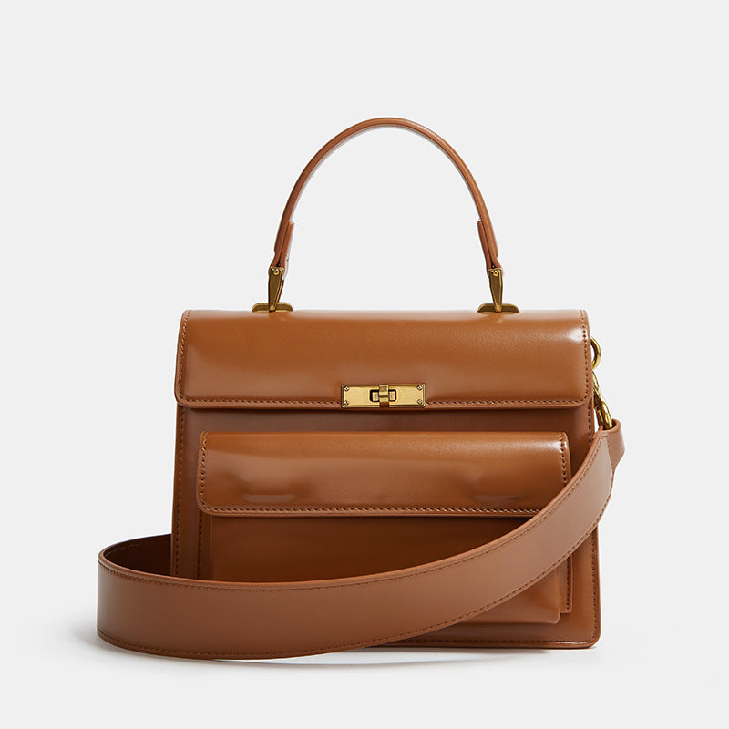 2025 popular new bag women's high-end handbag niche design fashionable versatile wide shoulder strap single shoulder messenger bag women