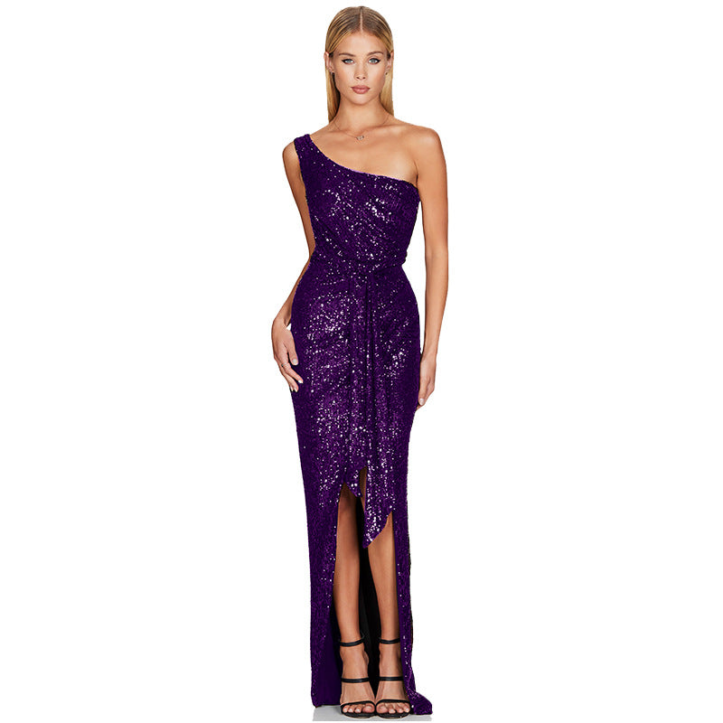 SIXSR 2025 2025 women's clothing ins shoulder lace-up pleated dress, sweet and spicy style sequin dress dress dress