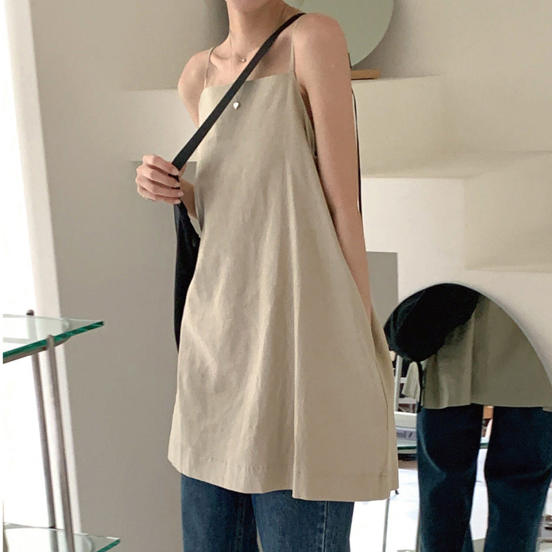 Suspender skirt Korean version women's clothing summer short sleeveless vest dress comfortable outer wear versatile solid color inner skirt