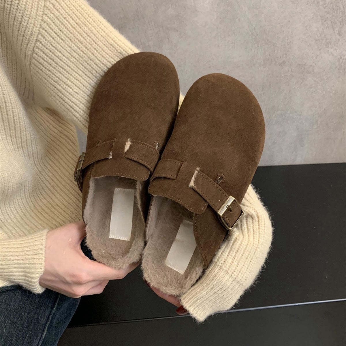 2025 Inner heightening cork Birkenstocks women's platform spring and autumn winter new Mori retro Birkenstocks bag head half drag