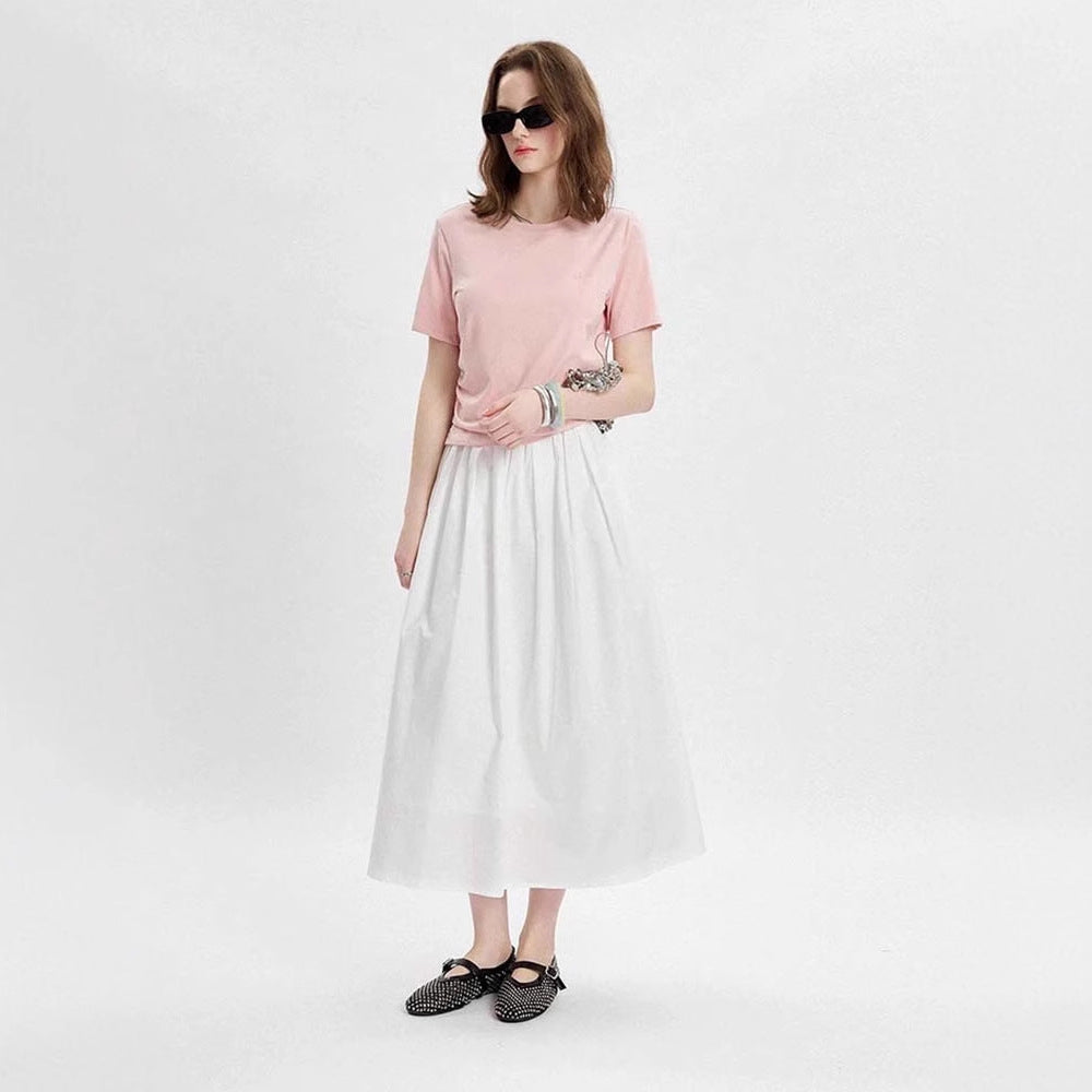 Siyuan, fluffy A-shaped pleated pink fairy skirt, umbrella skirt, summer new elastic waist skirt 7848
