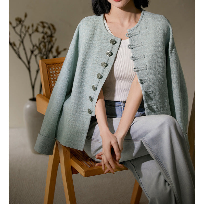 2025 New Chinese-style Xiaoxiangfeng jacket, high-end tweed, spring and autumn spring new national style women's clothing short