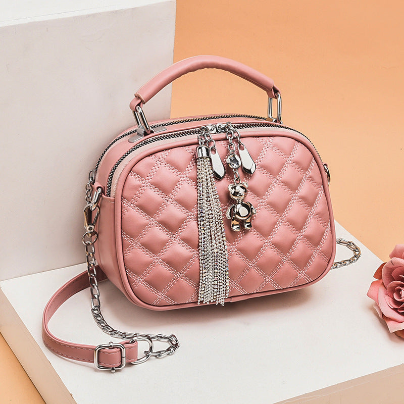 SIXSR 2025Bag women's summer fashion new diamond women's bag fringed women's shoulder crossbody a hair chain small round bag