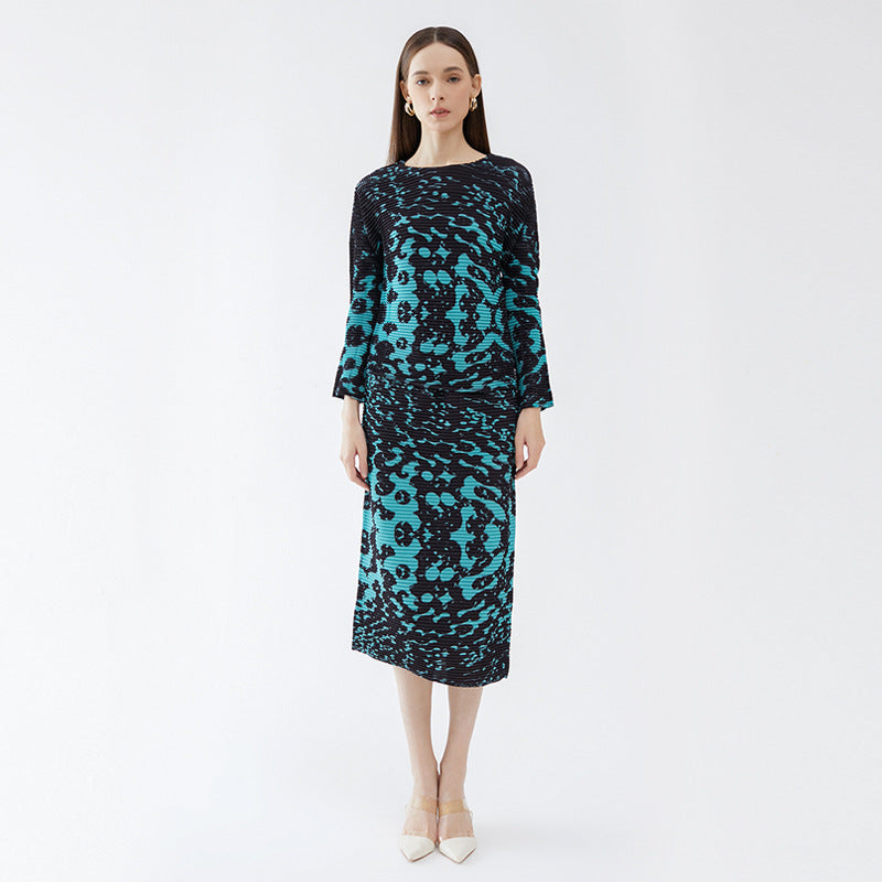 spring new Korean version original fashion suit casual printed top slim long sleeve suit skirt women