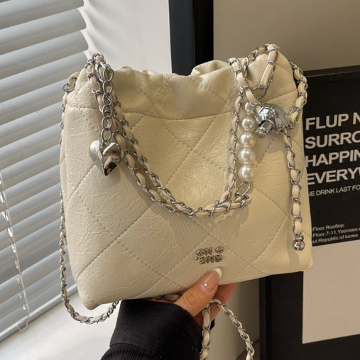 SIXSR 2025 Niche design embroidery thread bag women's popular new fashion versatile chain messenger bag Popular style shoulder bucket bag