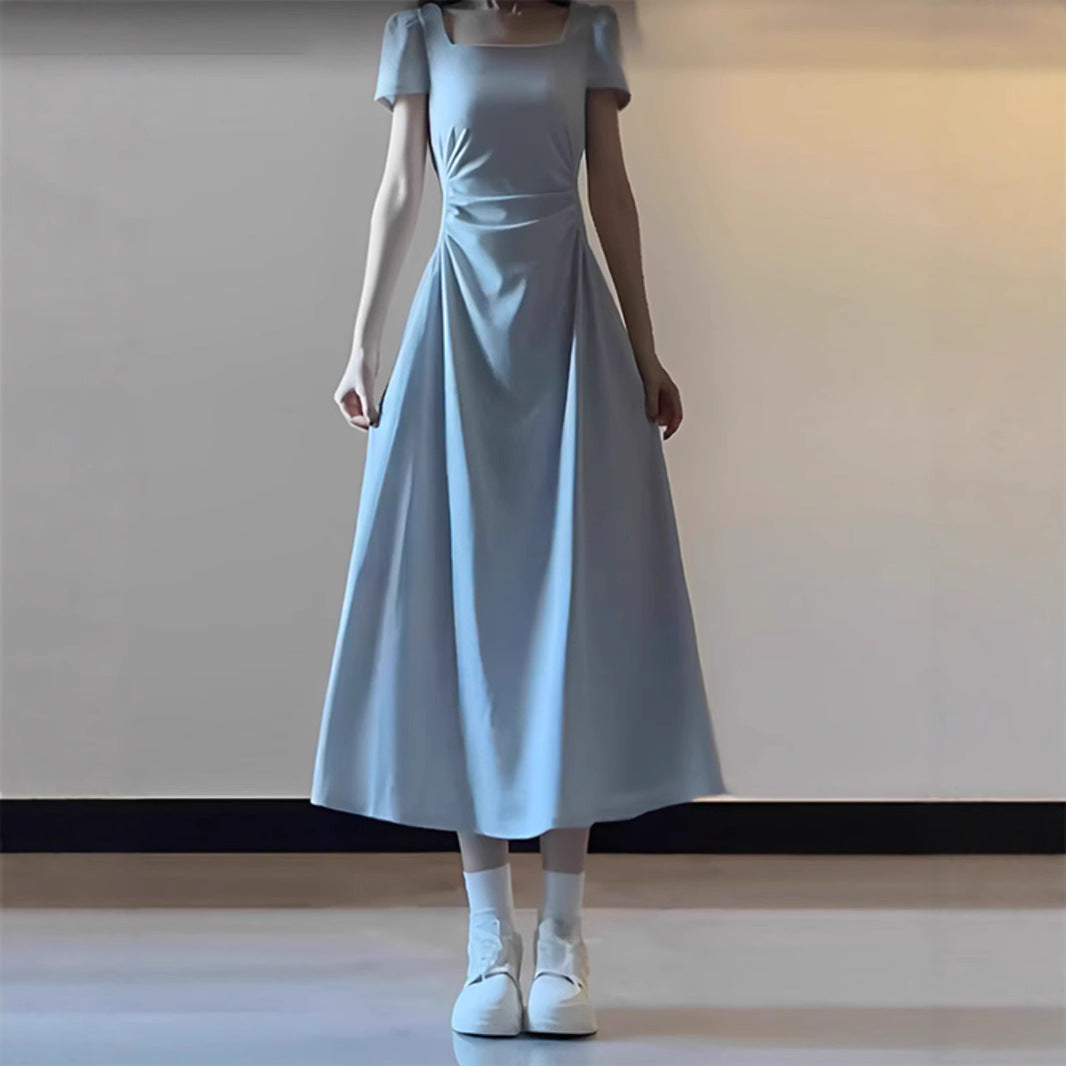 2025 Gentle small temperament waist thin dress women's summer dress seaside vacation style high-end long skirt