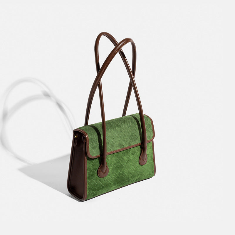 2025 popular autumn and winter new suede tote bag large capacity versatile flip shoulder bag high texture women's bag