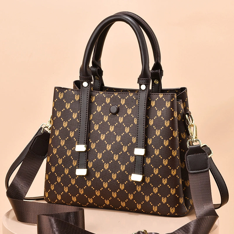 Bag women's 2022 new high-end women's bag atmospheric handbag retro printing versatile shoulder messenger bag big bag tide