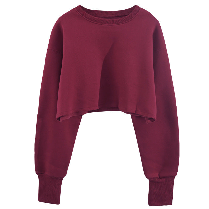 New new outdoor sports running fitness yoga clothes top women's loose navel short long-sleeved sweater