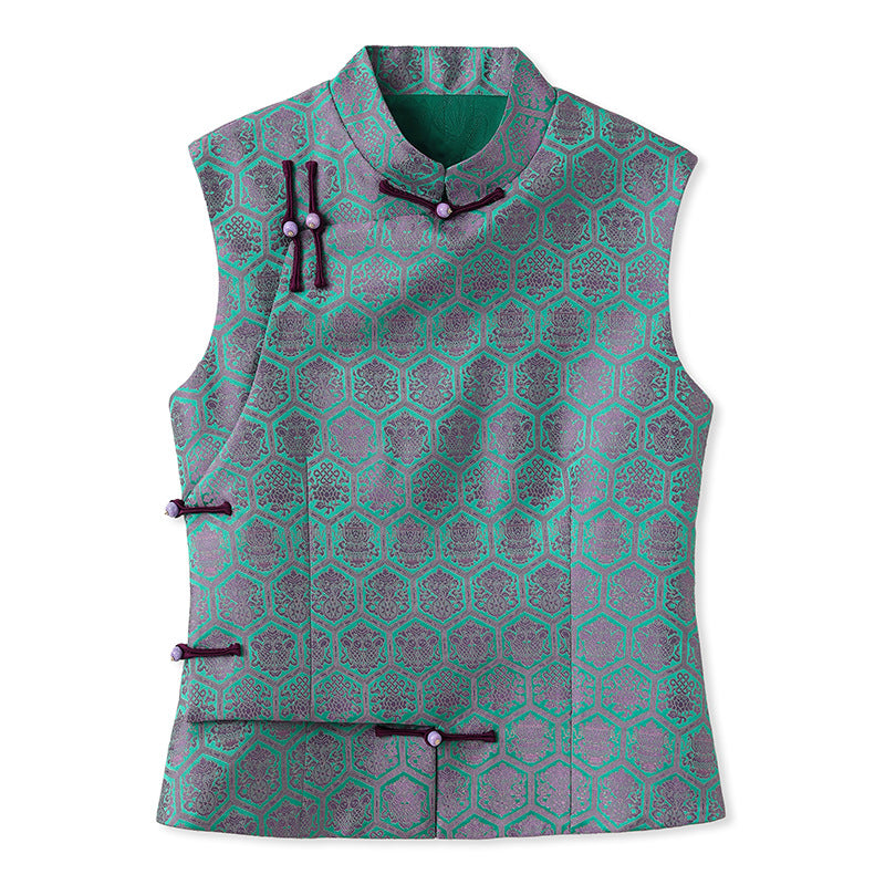 Guofeng New Chinese Green Jacquard Sleeveless Vest Women's 2025 Summer Disc Jiangshan Picture Embroidered Vest N3095