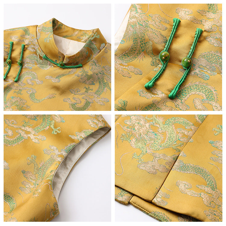 Guofeng New Chinese Green Jacquard Sleeveless Vest Women's 2025 Summer Disc Jiangshan Picture Embroidered Vest N3095