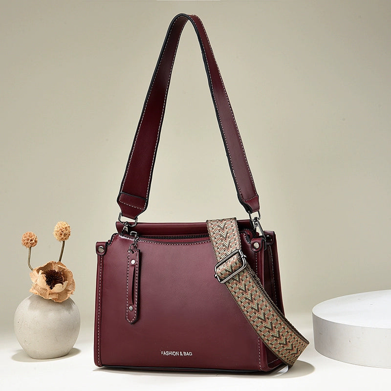 new bag high sense large capacity retro contrasting color shoulder messenger bag temperament commuter women's bag