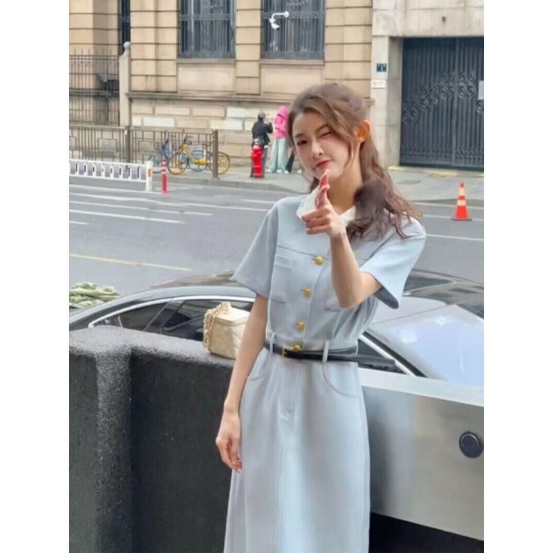 2025 Summer new salt wear with slightly fat and thin meat-covering Platycodon fragrant floral dress suit for women