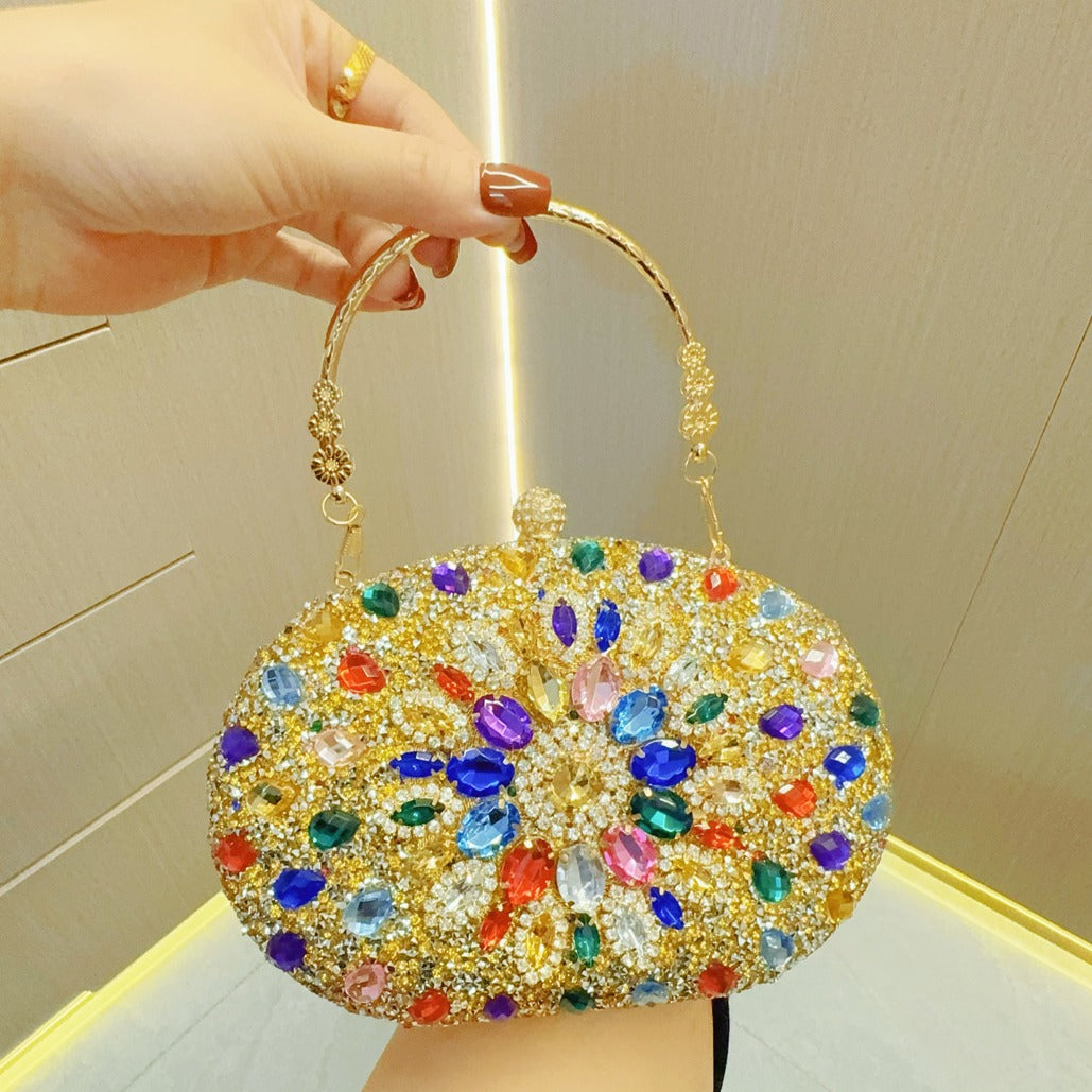 SIXSR 2025 New New party banquet bag handbag diamond-encrusted small bag female fashion celebrity handbag oblique span dinner bag