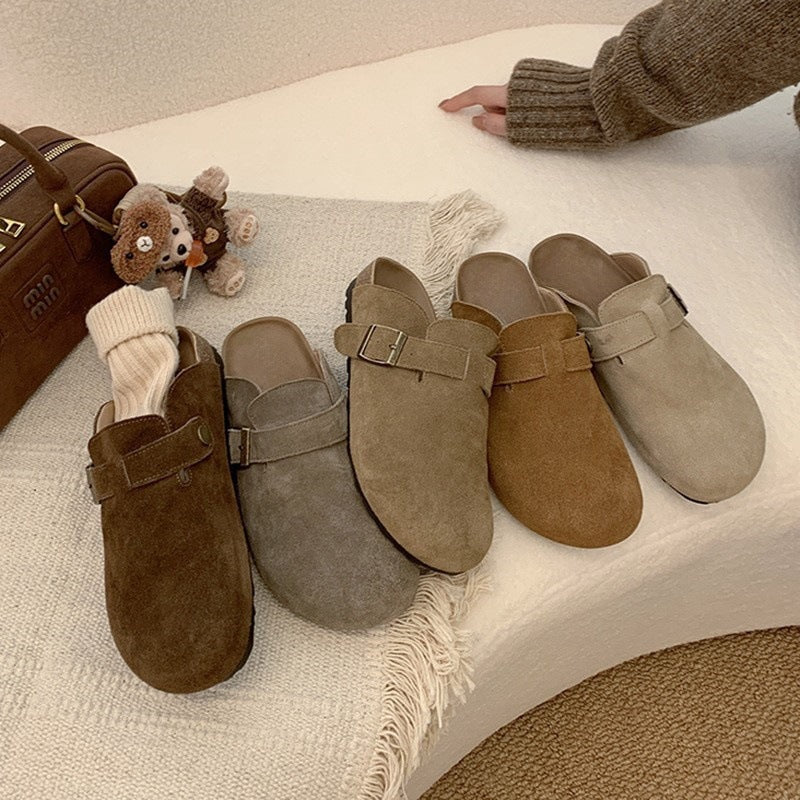 2025 Inner heightening cork Birkenstocks women's platform spring and autumn winter new Mori retro Birkenstocks bag head half drag