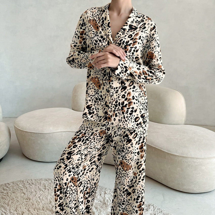SIXSR 2025 spring new products fashion leopard print cardigan pajamas women's long sleeves trousers loungewear New